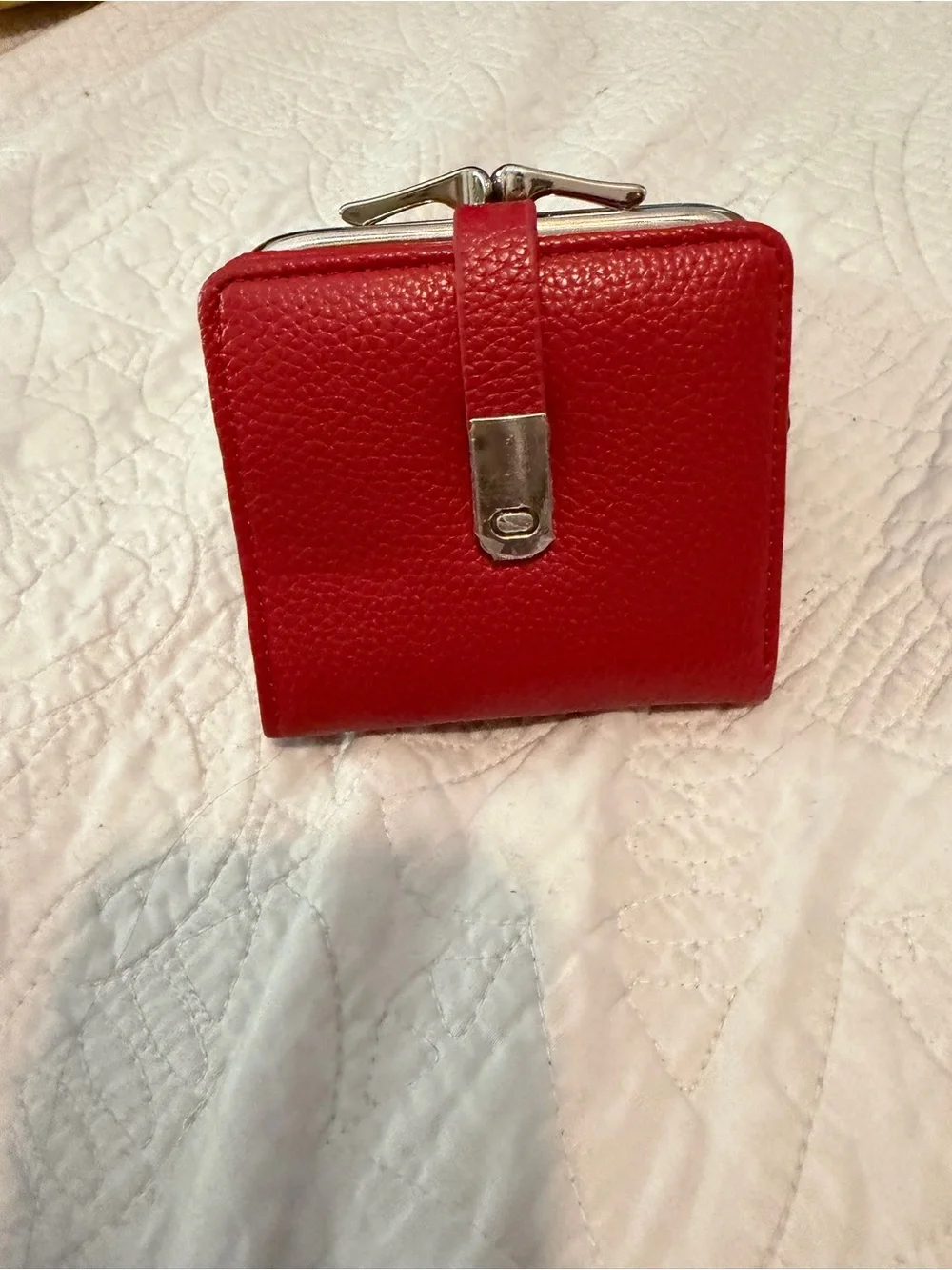 Red Leather Compact Wallet - Unbranded